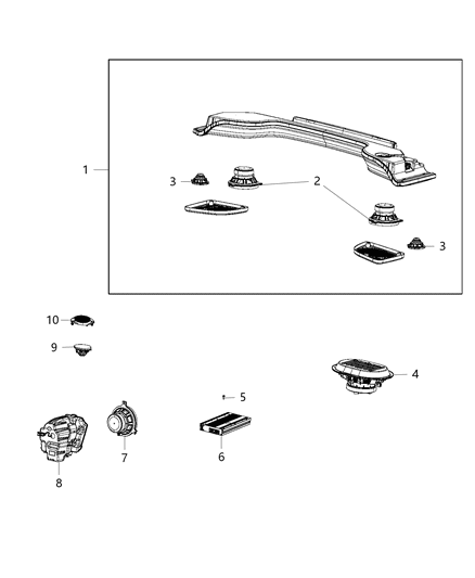 2015 Jeep Wrangler Sub WOOFER Diagram for 68223393AA