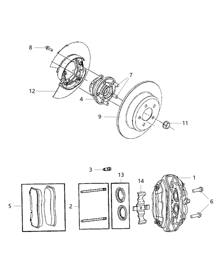 2008 Dodge Challenger Brakes, Rear, Disc Diagram