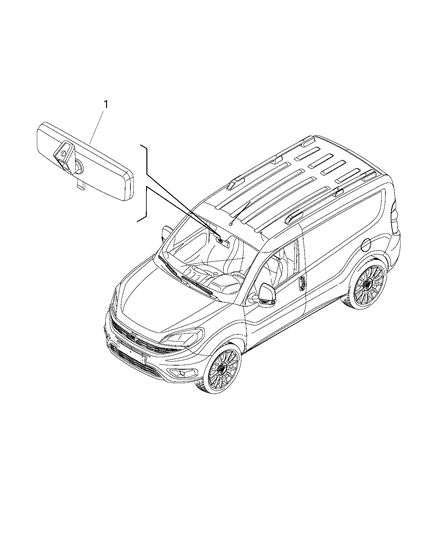 2016 Ram ProMaster City Mirrors - Inside Rear View Diagram