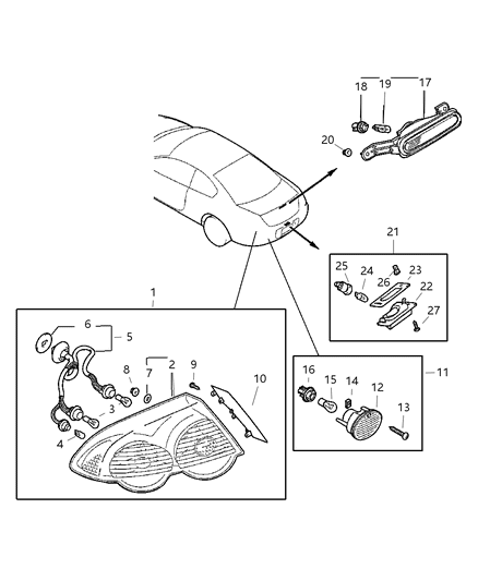 2005 Dodge Stratus Coupe Lamps - Rear Diagram