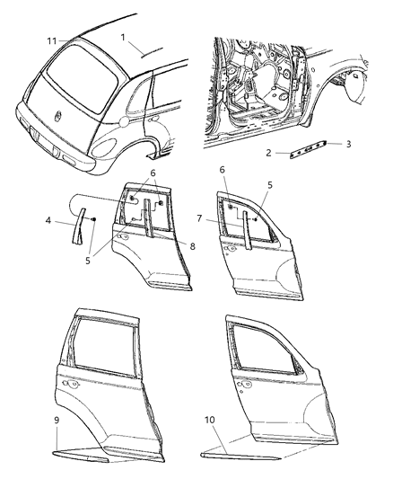 2007 Chrysler PT Cruiser Molding-Rear Door Diagram for 1AS88CB6AD