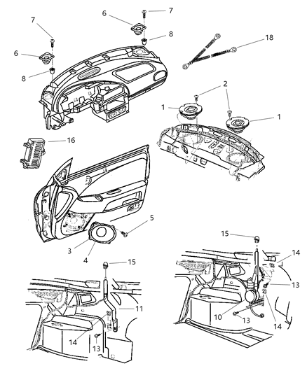 2000 Chrysler Cirrus Grommet-Antenna Diagram for 4608218AC