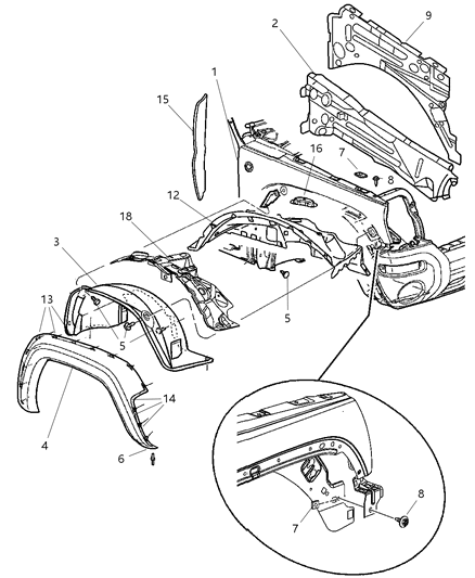 2006 Jeep Liberty Front Fender Diagram