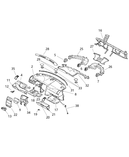 2005 Chrysler 300 Door Glove Box Diagram for UZ80BD1AB