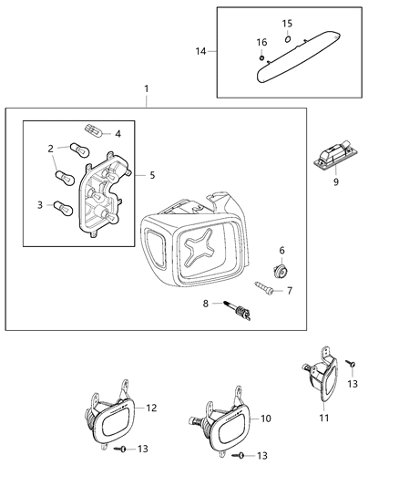 2016 Jeep Renegade Lamps - Rear Diagram