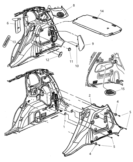 2002 Chrysler PT Cruiser Quarter Trim Panel Diagram