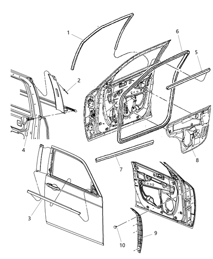 2010 Dodge Charger Shield-Front Door Diagram for 5065163AH