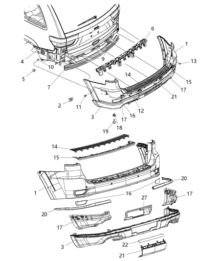 2014 Jeep Grand Cherokee Rear Upper Diagram for 1WD23TZZAC