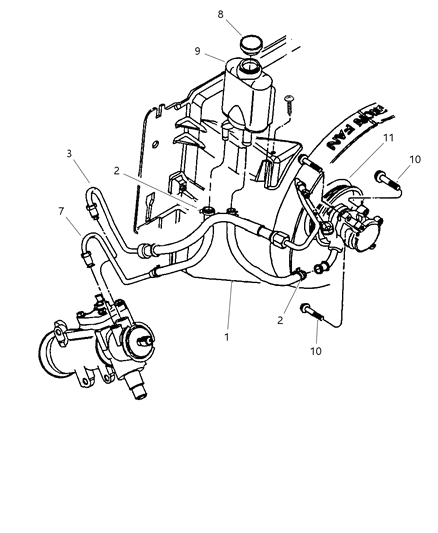 1999 Jeep Wrangler Power Steering Hoses And Reservoir Diagram 1