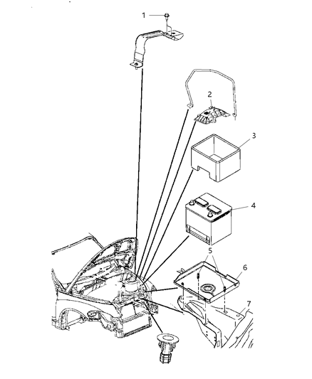 2010 Chrysler PT Cruiser Battery Tray & Support Diagram