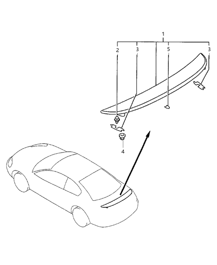 2005 Chrysler Sebring Coupe Spoiler - Rear Deck Lid Diagram