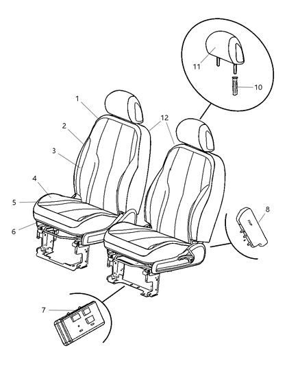 2007 Chrysler PT Cruiser Front Seat Back Cover Diagram for 1GF491DBAA