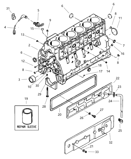 1998 Dodge Ram 2500 Quad & Club Cab Cylinder Block Diagram 2
