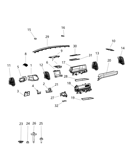 2019 Ram 2500 Instrument Panel Diagram for 6YK34LC5AA