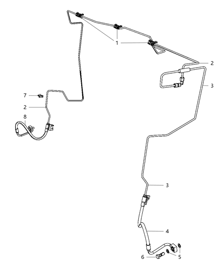 2011 Jeep Grand Cherokee Brake Tubes & Hoses, Front Diagram