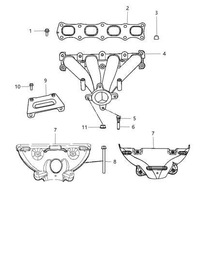 2010 Jeep Patriot Exhaust Manifold & Heat Shield Diagram 1