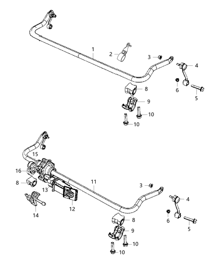 2020 Jeep Wrangler RETAINER-STABILIZER Bar BUSHING Diagram for 68370016AC