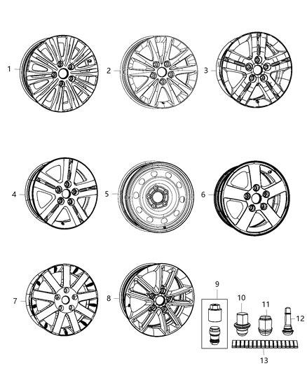 2015 Ram C/V Aluminum Wheel Diagram for 1SP67DX8AB