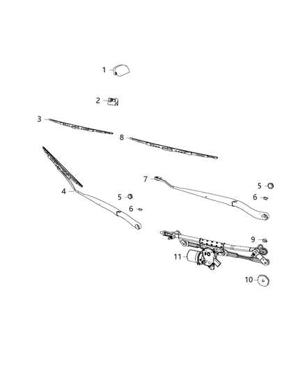 2016 Dodge Grand Caravan WIPERASSY-Windshield WIPER Diagram for 5113043AE