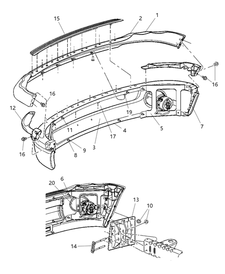 2002 Dodge Ram 1500 Bezel-Fog Lamp Diagram for 55077239AB