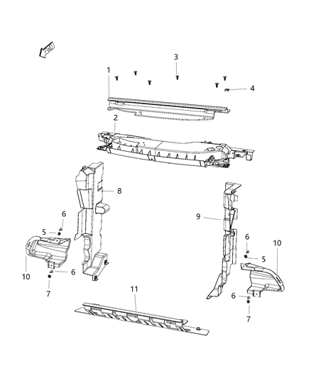 2020 Jeep Cherokee Radiator Seals, Shields, & Baffles Diagram 3