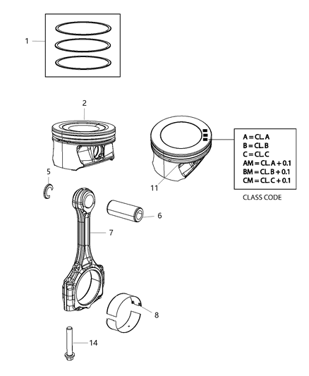 2020 Jeep Renegade Pistons , Piston Rings , Connecting Rods And Connecting Rod Bearings Diagram 3