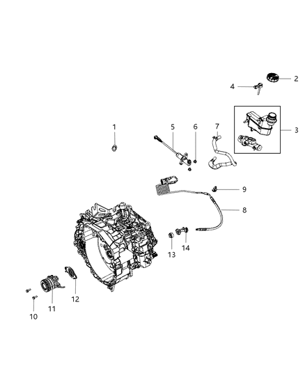 2012 Dodge Dart ACTUATOR-Clutch Master Cylinder Diagram for 52104854AA