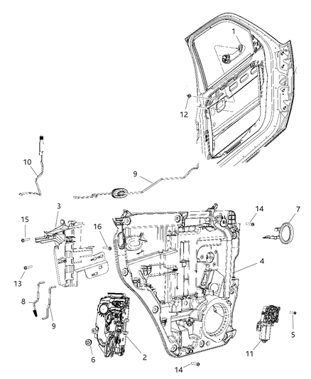 2011 Jeep Liberty Rear Door Latch Diagram for 4589279AH