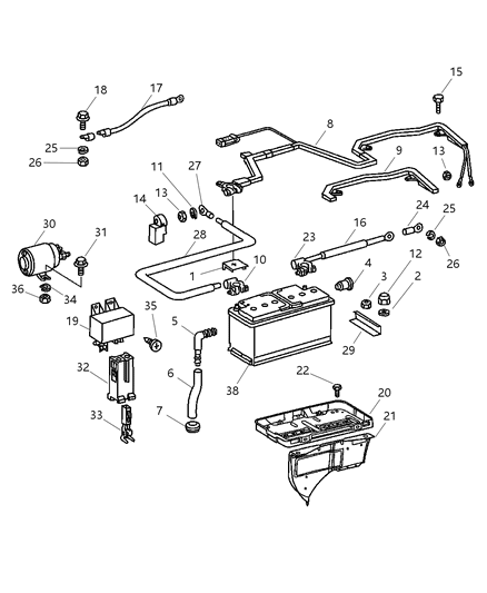 2003 Dodge Sprinter 3500 Terminal-Battery Terminal Diagram for VU01205