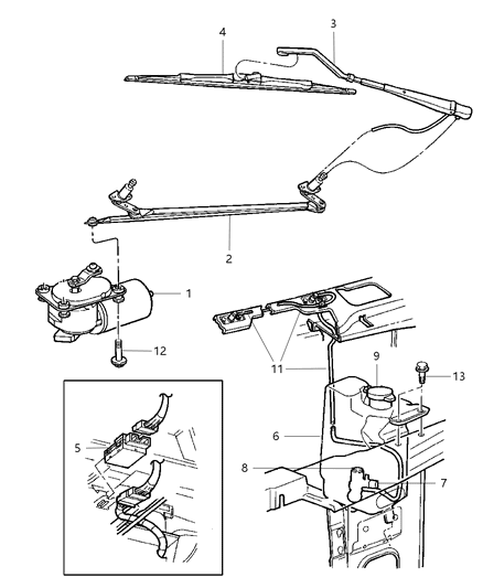 2002 Dodge Ram Van Windshield Wiper & Washer Diagram