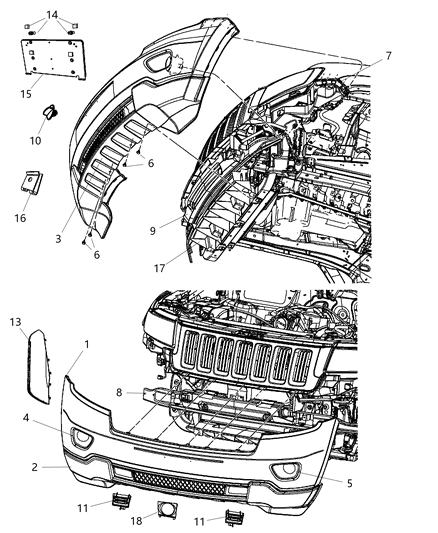 2011 Jeep Grand Cherokee Fascia, Front Diagram