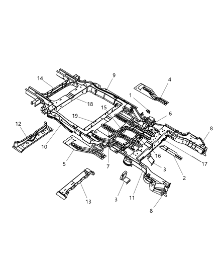 2010 Dodge Grand Caravan Frame, Rear Diagram