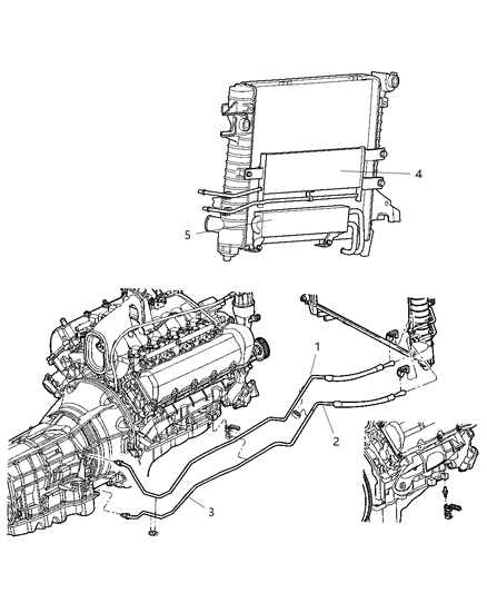 2004 Dodge Ram 2500 Transmission Oil Cooler & Lines Diagram 1