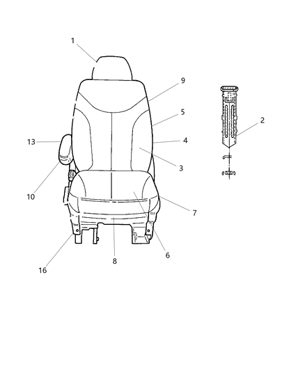 2008 Chrysler Town & Country Front Seat Diagram 2