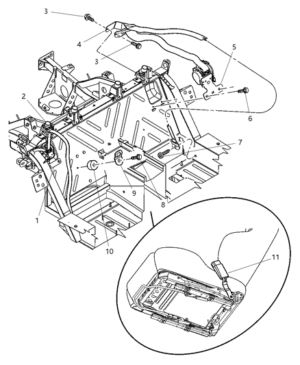 2003 Dodge Viper Buckle Half Seat Belt Diagram for TQ881X9AB