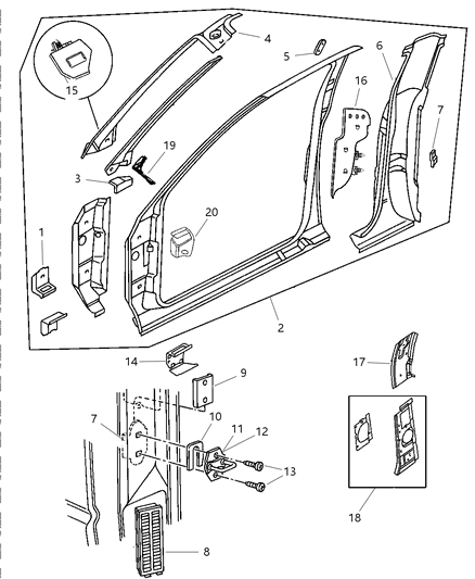 2001 Dodge Ram 3500 Panel-Quarter Inner Diagram for 55275294AB