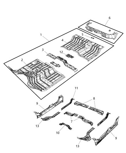 2020 Ram 1500 Pan-Front Floor Diagram for 68269460AD