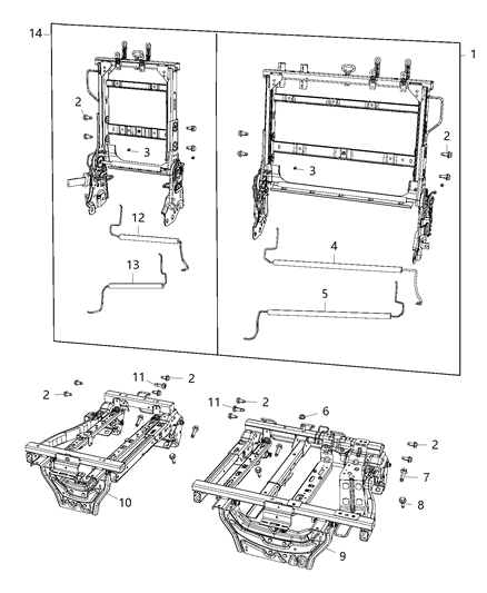 2018 Chrysler Pacifica Frame - Seat Cushion 60% Diagram for 68241559AE