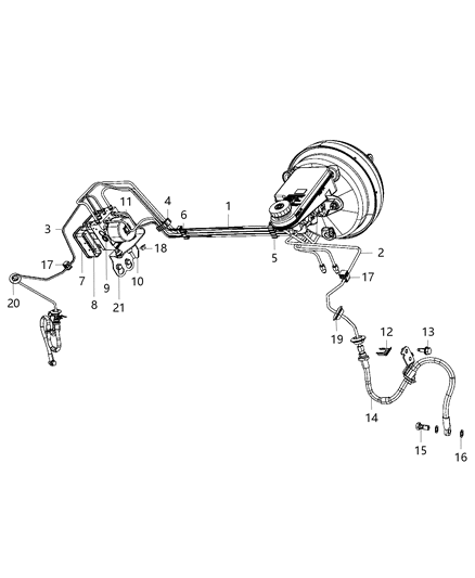 2016 Dodge Journey Hydraulic Control Unit & Tubes - Front Diagram