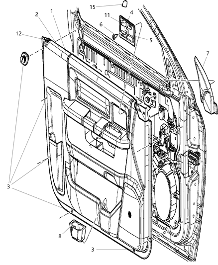 2014 Ram 1500 Panel-Front Door Trim Diagram for 1VY451A8AE