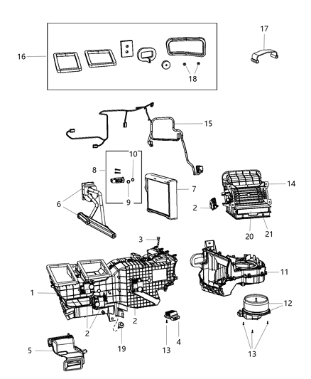 2017 Ram 3500 A/C & Heater Unit Zone Diagram