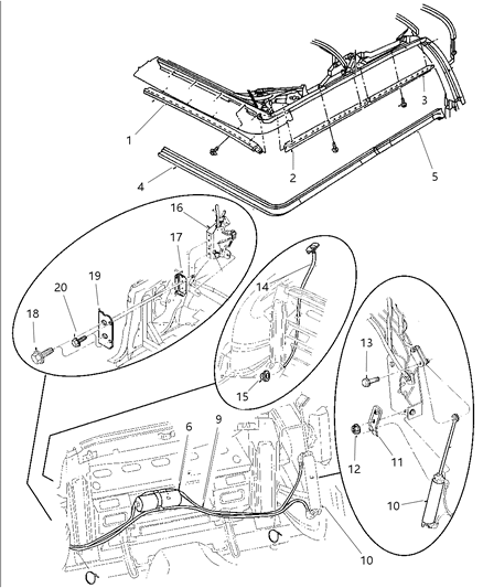 1999 Chrysler Sebring Convertible Motor & Weatherstrip Diagram