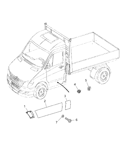 2008 Dodge Sprinter 3500 Exterior Ornamentation Moldings Diagram 2