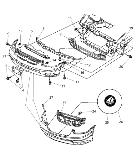 2000 Chrysler Grand Voyager Grille-Radiator Diagram for UB94SJ3AA