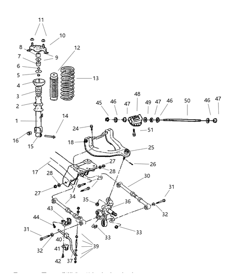 2001 Chrysler Sebring Sedan & Convertible Rear Suspension Diagram