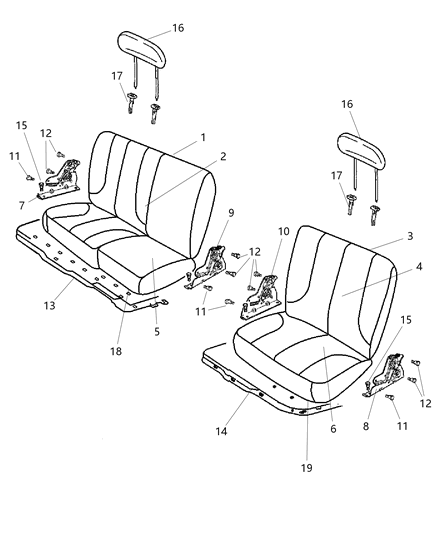 2010 Dodge Ram 3500 Pickup Crew Cab Rear Seat - Split Seat Diagram 2