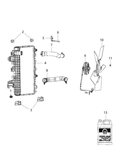 2020 Ram 2500 Radiator Inlet Diagram for 68359598AE