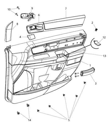 2011 Dodge Grand Caravan Panel-Front Door Trim Diagram for 1UX73HL5AA