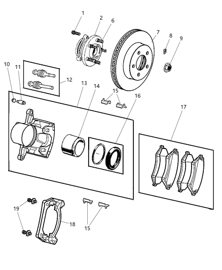 2004 Jeep Liberty Front Disc Brake Pad Kit Diagram for 5271808AA