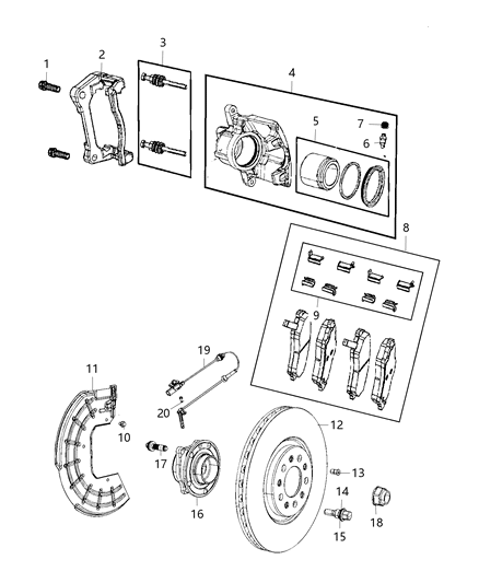 2016 Chrysler 200 Adapter-Disc Brake CALIPER Diagram for 68225167AE